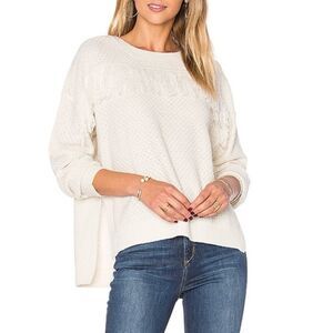 Cupcakes & Cashmere Neutral Fringe Knit Pullover Sweater Women’s Size Small